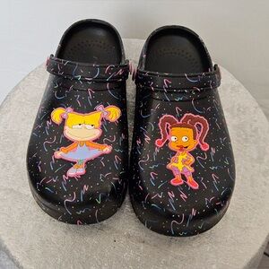 Rugrats CartoonClogs, Kids Size US 2/3 Angelica &Susie.Black Multicolor(O4)✨✨